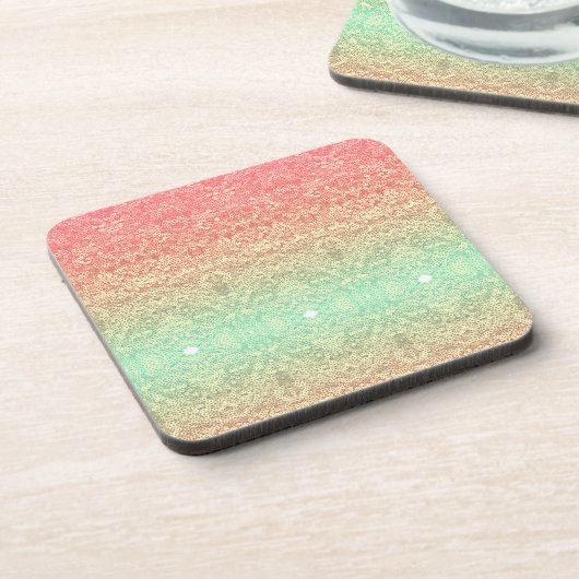 Sequin kant patroon ombre perzik goud groen bier onderzetter (Linkerzijde)