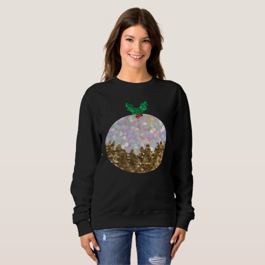 Sequin Kerstpuddings Dames sweatshirt (Voorkant volledig)