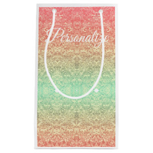 Sequin lace patroon ombre roze goud groen klein cadeauzakje