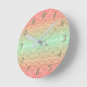 Sequin lace patroon ombre roze goud groen ronde klok (Hoek)
