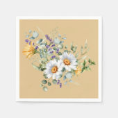 Sequin lichtgele madeliefjes lavendel servet (Voorkant)