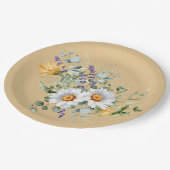 Sequin lichtgele madeliefjes lavendeldouche papieren bordje (Gekanteld)