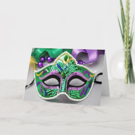 Sequin Mardi Gras Mask Verjaardag Kaart