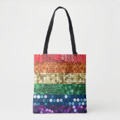 Sequin Pride Flag canvas tas Purse (Voorkant)