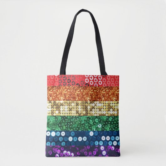 Sequin Pride Flag canvas tas Purse (Voorkant)