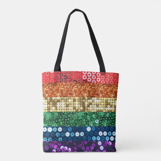 Sequin Pride Flag canvas tas Purse (Achterkant)
