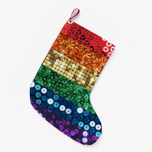 Sequin Pride Vlag Kerstmis Kous Kleine Kerstsok (Voorkant (Hangend))