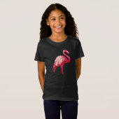 Sequin Printed Tropical Flamingo Girls T-shirt (Voorkant volledig)