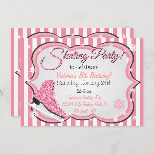 Sequin roze ijsbreker nodigt de partij uit kaart (Voorkant / Achterkant)