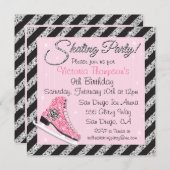 Sequin Skull Ice Skating Party Invitations Kaart (Voorkant / Achterkant)