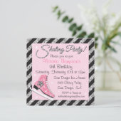 Sequin Skull Ice Skating Party Invitations Kaart (Staand voorkant)