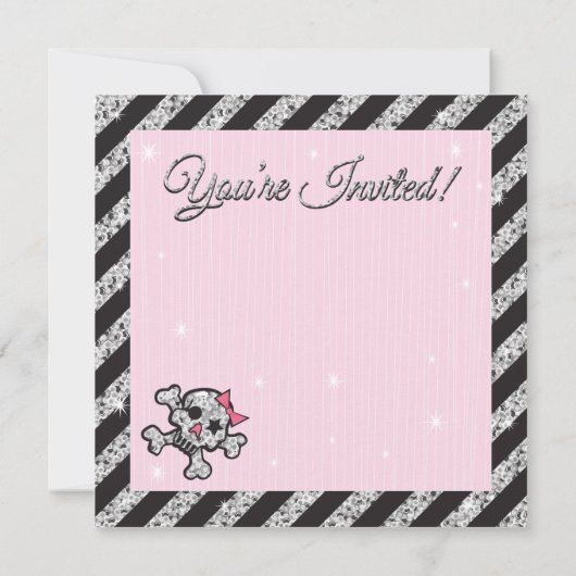 Sequin Skull Ice Skating Party Invitations Kaart (Achterkant)