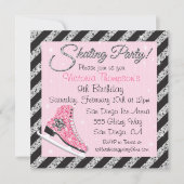 Sequin Skull Ice Skating Party Invitations Kaart (Voorkant)