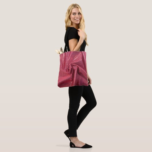Sequin sparkle glitter koraalroze tote bag (Op model)