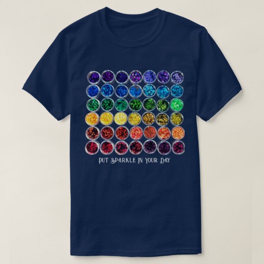 Sequin Sparkle personaliseer de Blauwe Katoen van  T-shirt (Design voorkant)