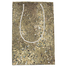 Sequin thema gouden geschenktas voor cadeaus medium cadeauzakje