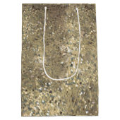 Sequin thema gouden geschenktas voor cadeaus medium cadeauzakje (Achterkant)