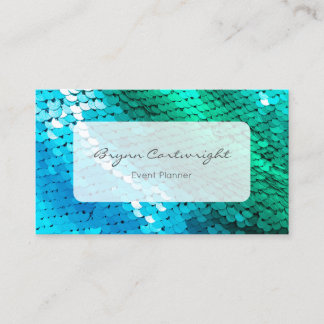 Sequin Visitekaartje Blue Green Mermaid