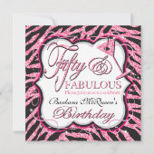 Sequin Zebra 50th Birthday Party Kaart (Voorkant)