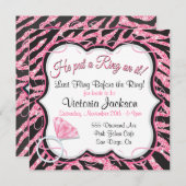 Sequin Zebra Print Bachelorette Party Invitation Kaart (Voorkant / Achterkant)