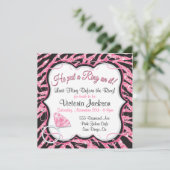Sequin Zebra Print Bachelorette Party Invitation Kaart (Staand voorkant)