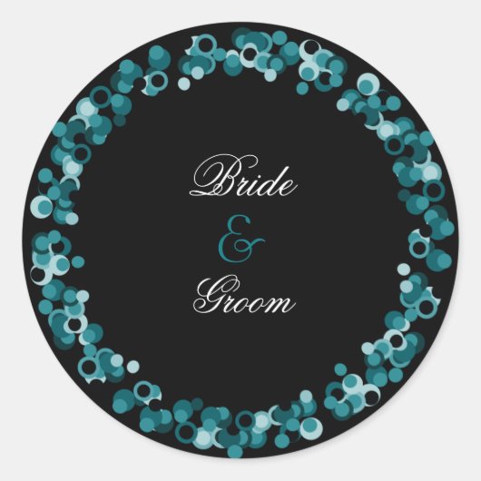 Sequined Bruiloft Sticker :: Blauwgroen (Voorkant)