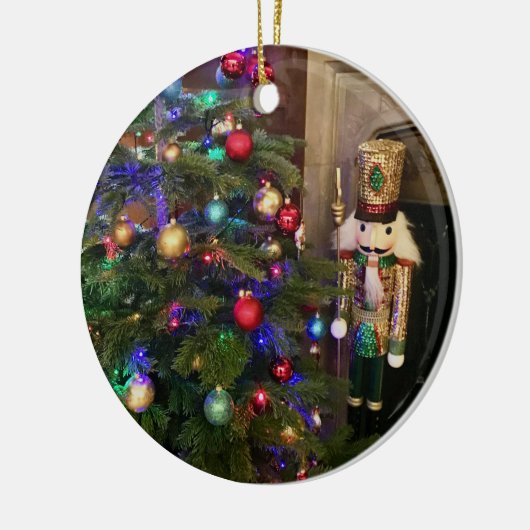 Sequined Nutkraker Soldier and Kerstmis Tree Keramisch Ornament (Links)