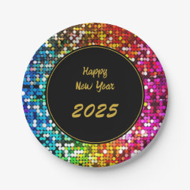 Sequins Custom Nieuwjaar Goud Zwart Papieren Bordje