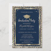 Sequins Diamonds Goud Afstudeerder Pet Blauw Afstu Kaart (Voorkant)