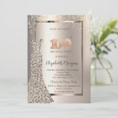 Sequins Dress Confetti Ivoor 100ste verjaardag Kaart (Staand voorkant)