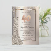 Sequins Dress Confetti Ivoor 40e verjaardag Kaart (Staand voorkant)