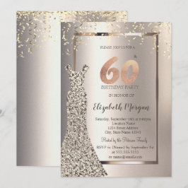 Sequins Dress Confetti Ivoor 60ste verjaardag Kaart