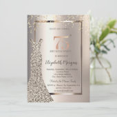 Sequins Dress Confetti Ivoor 75e verjaardag Kaart (Staand voorkant)