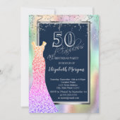 Sequins Dress Rainbow Holographic 50th Birthday Kaart (Voorkant)