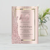 Sequins Dress Roos Gold 40th Birthday Kaart (Staand voorkant)