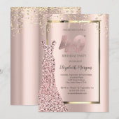 Sequins Dress Roos Gold 40th Birthday Kaart (Voorkant / Achterkant)
