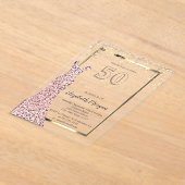 Sequins Dress Roos Gold 50th Birthday Acryl Uitnodigingen (Laagn)