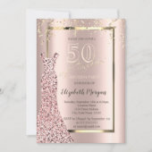 Sequins Dress Roos Gold 50th Birthday Kaart (Voorkant)