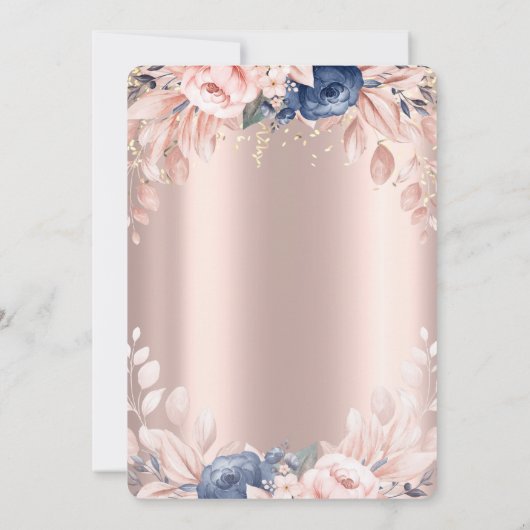 Sequins Dress Roos Gold Floral 40th Birthday Kaart (Achterkant)