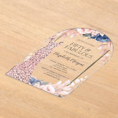 Sequins Dress Roos Gold Floral 50th Birthday Acryl Uitnodigingen (Laagn)