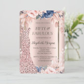 Sequins Dress Roos Gold Floral 50th Birthday Kaart (Staand voorkant)