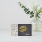Sequins en Faux Gold Shine Lips Chic Visitekaartje (Staand voorkant)