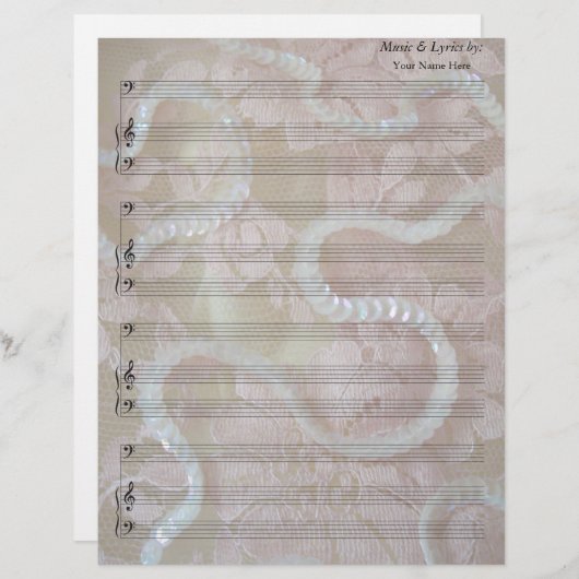 Sequins en kant Blank Blad Muziek Bass Clef (Voorkant / Achterkant)