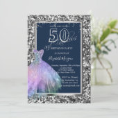 Sequins Glitter Dress Holographic 50th Birthday Kaart (Staand voorkant)