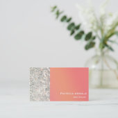 Sequins Glitter Glam Sunset Oranje Visitekaartje (Staand voorkant)