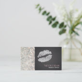 Sequins Glitter & Silver Lips Chic Visitekaartje (Staand voorkant)