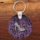 Sequins High Hiel shoe paars Silver Sleutelhanger (Voorkant)