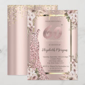 Sequins Jurk Blush Bloemen 60e Verjaardag Kaart (Voorkant / Achterkant)