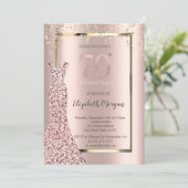 Sequins Jurk Roos Goud 70e Verjaardag Kaart (Staand voorkant)