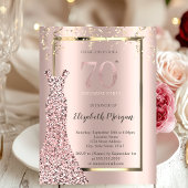 Sequins Jurk Roos Goud 70e Verjaardag Kaart